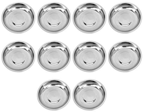 Cabilock 10 cuencos redondos de acero inoxidable para salsa de soja, para aperitivos, platos, cuencos, especias, platos para restaurantes y hogares (8 cm)