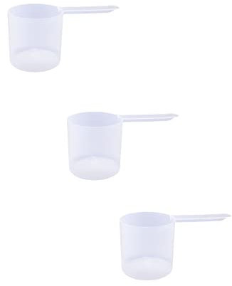 Plastic Measuring Scoop, (118.4 cc | 1/2 Cup | 4 oz. | 118.4 mL) Long Handle Spoons for Powders and Granules, Coffee, Pet Food, Grains, Protein, Spices and Other Dry Goods (Pack of 3)