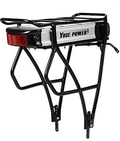 YOSE POWER Pedelec Akku 36V13Ah E-Bike Batterie 250W/350W/500W mit Gepäckträger für 26-28 Scheibenbremse V-Brake Hinterrad Bike Mifa,Aldi,Rex