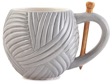 Sew Thirsty Novelty Knitting Yarn Mug Grey - Sewing Birthday Office Cup Drink Gift