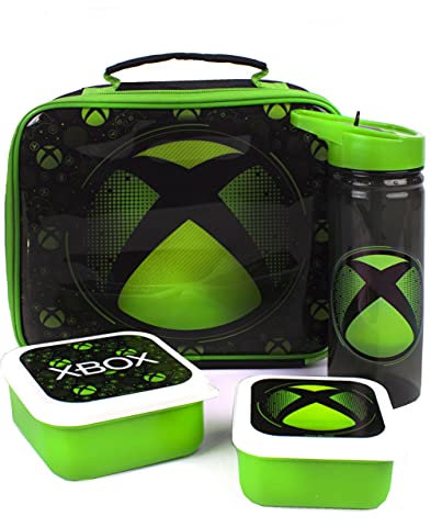 Xbox Sac à Lunch 4 pièces (Sac de Nourriture Bouteille d'eau 2 Pots à collation) Taille Unique