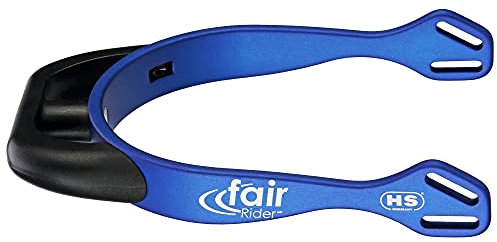 Sprenger fairRider Sporen aus blauem Aluminium I leicht und eloxiert I mit gebogenem Kunststoffhals in schwarz I runder sowie abgeflachter Kunststoffhals