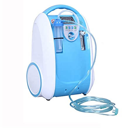 Generador De Oxígeno Portátil, Generador De Oxígeno Concentrado De Oxígeno 5 Posiciones Ajustables Generador De Oxígeno De Bajo Ruido,Azul,5L