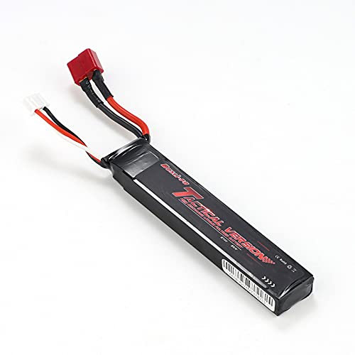 Batterie Airsoft Lipo Batterie Airsoft 7.4v Lipo Deans, Batterie Rechargeable 2S 7.4V 1100mAh avec Prise en T pour Pistolet Airsoft Version Tactique