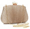 Women's Hand Pearl Bag Elegant Ladies Clutch Bag Purse Handbag Party Prom Wedding Bridal Box Clutch Evening Bag (Rose gold color)