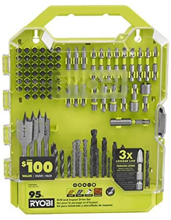 RYOBI Kit de accionamiento de taladro e impacto (95 piezas) con estuche de transporte