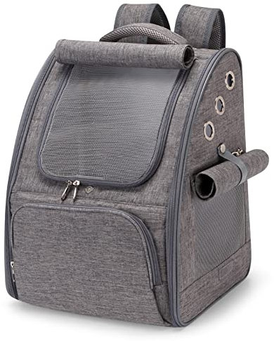 ALLSOPETS Cat Carrier Backpack, Foldable Breathable Pet Carrier Bag with Sunshade Design for Cats and Small Dogs for Travel, Vet Visits, Outdoor Walks (Graphite Gray)