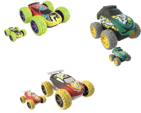 Exost Jump Set mit 3 Mini-Autos, 8 cm, Farbwechsel, Wasserkontakt, Sammlerspielzeug, ab 5 Jahren