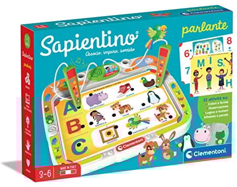Clementoni Sapientino parlante – Banquete con Tarjetas de Actividades y bolígrafos interactivos, Juego Educativo de 3 años, electrónico (versión en Italiano) – Fabricado en Italia, Multicolor (16386)