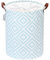 Sea Team Bohemia Pattern Laundry Hamper Canvas Fabric Laundry Basket Collapsible Storage Bin with PU Leather Handles and Drawstring Closure, 19.7 by 15.7 inches, Waterproof Inner, Mint