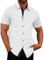 Meilicloth Herren Hemd Kurzarm Bügelfrei Sommer Businesshemd Freizeithemd Kurz Herrenhemden Kurzarm Sommerhemd Kurzarmhemd Casual Shirt Herren Regular Fit Weiß L