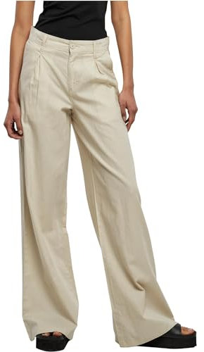Urban Classics Damen Hose Ladies High Linen Mixed Wide Leg Pants softseagrass 33