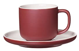 Ritzenhoff & Breker Jasper Kaffeetasse mit Untertasse, Beere, 240 ml, Kaffeegeschirr mit Soft-Touch-Haptik & Mattglasur, Spülmaschinengeeignet