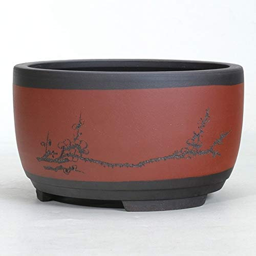 Vaso per Fiori Bonsai Ceramica Rotonda Vaso per Bonsai Grande Medio e Piccolo Vaso per Piante Verdi A Forma di Tamburo Bacino di Ventilazione in Stile Cinese Fioriera Rotonda Contenitore per Piante