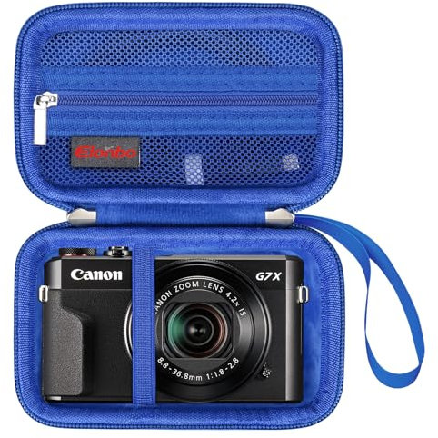Elonbo Tragetasche für Canon PowerShot G7 X Mark III/ G7 X Mark II/ G7X Digitalkamera, G7X Mark iii/ii 4K Vlogging Kamera Reisetasche. Mesh Tasche passt Kabel, Blau