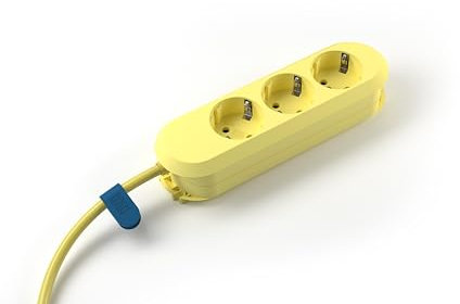 BACHMANN 387.2704 Smart Multiprise 3 prises avec câble de 1,5 m (enrouleur de câble pratique et fixation par trous de vissage) (jaune citron)