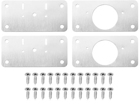 sourcing map 4 Pack Hinge Repair Plate with Mounting Screws, Stainless Steel Hinge Repair Brackets for Fixing Cupboard Door Hinge Replacement