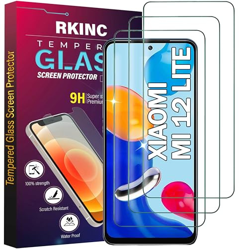 RKINC 3 Stück, Panzerglas Schutz Glas für Xiaomi 12 Lite, Panzer HD Displayschutzfolie, 0,33 mm kratzfest, splitterfrei, blasenfrei, lebenslangeGarantie