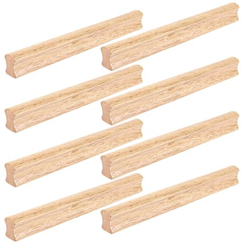 DAJAVE 8 Stück Möbelgriffe Holz, 192mm Schrankgriffe Holz mit Schrauben, Holzgriff Eiche holz 192mm Griffe Möbel Massiv für Türgriff Küchenschränke Schubladengriff