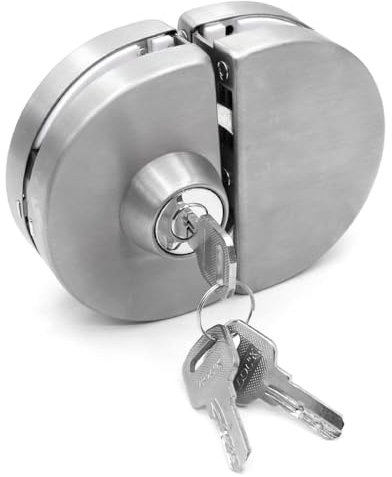 Serratura per porta in vetro, 10 ~ 12 mm, in acciaio inox, con chiave su entrambi i lati, senza cornice per casa, hotel, bagno