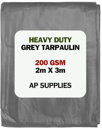 Grey Tarpaulin - 200gsm Thick - Waterproof, Weatherproof, Frost-Resistant, UV Protection, Universal, Multipurpose, Groundsheet, Camping, Boating, Hiking, Heavy Duty Sheet (2m x 3m)