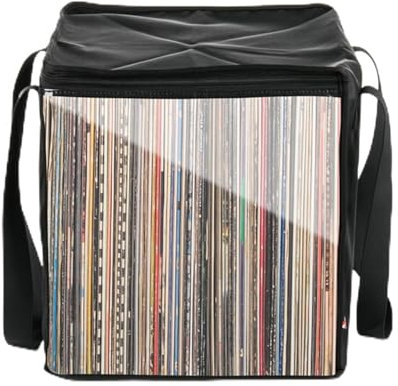Rurunklee Vinyl LP Storage Box Case, 12'' Record Collapsible Storage Case 50 LPs DJ Storage Box Holds 50 Albums, Black
