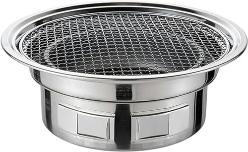 WENSHENG Rond avec Trous de Ventilation, Eau B, Barbecue à Charbon en Acier Inoxydable, extérieur, Barbecue au Charbon de Bois