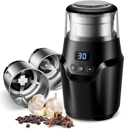 SHARDOR moulin à café silencieux, moulin à épices avec minuterie digitale intelligente, lame en Z en acier inoxydable pour moudre rapidement et uniformément les grains de café, les noix