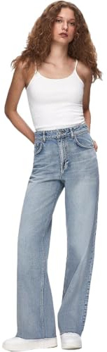 LTB Damen Jeans Danica L - High Waist - Wide Fit Blau W27-W34 Baumwolle Stretch