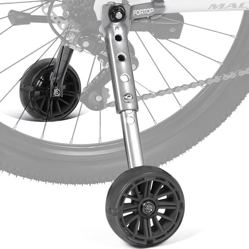 FORTOP Fahrrad-Trainingsräder, robust, hinten mit Stabilisatoren, montiertes Kit für 40,6 cm, 45,7 cm, 50,8 cm, 50,9 cm, 55,9 cm, 22 Zoll, variables Fahrrad, Schwarz, 1 Paar