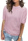 Totatuit T-Shirt Femme Été Chemisier Chic Blouse Col Rond Tops à Manches Courtes Hauts Décontracté Tricoté Mode Ample Top Imprimé Tunique Rose，M