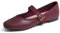 Feversole Women's Soft Breathable Mary Jane Memory Foam Cushioned Comfort Round Toe Metal Buckle Flats Walking Shoes Burgundy Napa Size UK 4