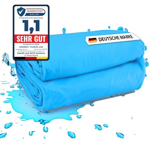 SAXONICA Poolfolie SonaLiner Rund für Rundpool in verschiedenen Größen und Farben geeignet für Stahlwand Rundbecken (blau, Ø 550 x 120 cm | 0.8 mm | Einhängebiese)