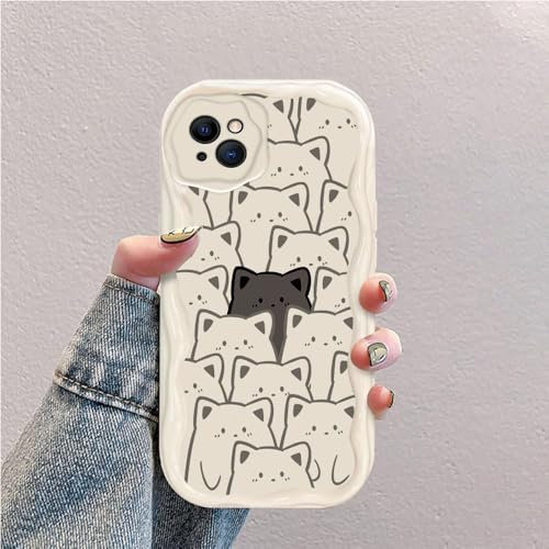 Katze Welle Silikon Weich Hülle Kompatibel mit iPhone 14 Weiß