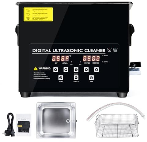 VOBOR Ultraschallreiniger, 3L Edelstahl Ultraschallreinigungsgerät mit Heizung, 40KHZ Ultrasonic Cleaner mit Entgasungsfunktion für Schwere Auto Maschinenteile, Brillen Schmuck