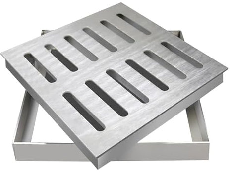 Grabenabdeckung Abdeckrost Drainageabdeckung mit Rahmen, Seitenlänge 200 300 400 500 600 MM Quadratischer Kanalgitterrahmen, einfach zu installierendes Kanalabflussgitter für Betonboden/Fallrohr/Grabe