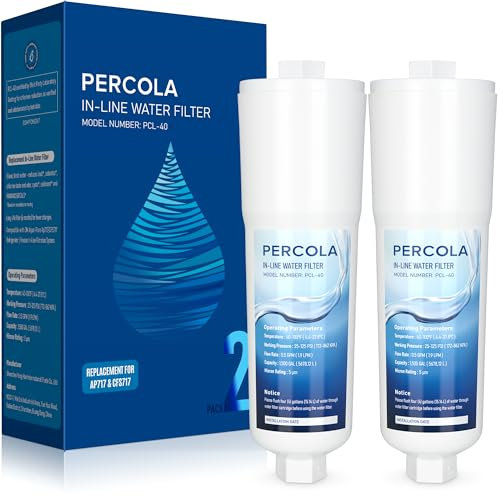 PERCOLA AP717 Filtro dell'acqua in linea, compatibile con sistema di filtraggio dell'acqua in linea 3M Aqua-Pure AP717, 5560222, con inibitore di calcare (confezione da 2)