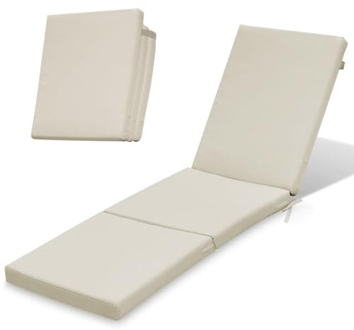 Auflage für Gartenliege Sonnenliege 198x58x4 cm Faltbar | Polsterauflage für Rollliege Wetterfest & Waschbar Bezug abnehmbar | Model BEIGE [145]