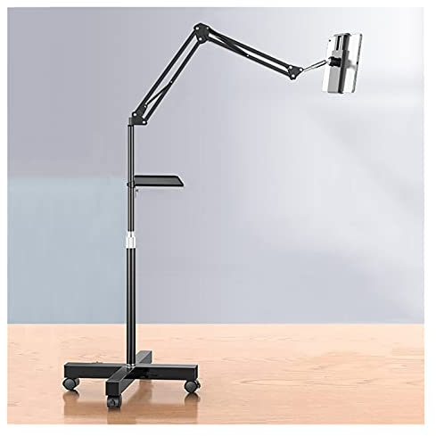 WOTZOV Mobile Tablet Floor Stand Tablet Holder,360 Degree Adjustable Book Stand,Heavy Duty Floor Multi-function Bookstand,for Reading Books,Laptop,Textbook,Recipe,Music Piano,With Tray