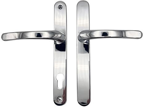 TSS UPVC Door Handles Set with Blank External (Dummy) - Lever/Lever - 92mm PZ (Centres) - 215mm Screw to Screw - Backplate 246mm X 32mm Replacement Dummy UPVC Door Handles (Polished Chrome)