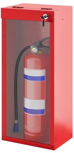 Zonon Feuerlöscher-Schrank, Wand- und Oberflächenmontage, 61 cm H x 26 cm B x 17,8 cm D, robuste Stahlbox mit Griff, industriell für 4,5 kg trocken/2,3 kg CO2-Feuerlöscher, Rot, 1 Stück