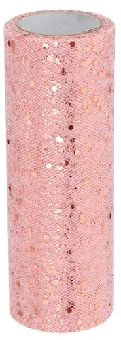 PATIKIL Rotoli di Tessuto Tulle 6 Pollici x 10 Iarde Rotolo Rosa Oro | per DIY Gonna Tutù Craft Decorazioni Matrimonio Feste, di Tessuto Tulle Nastro Rete Brillantini