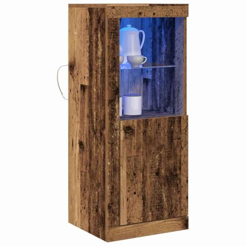 vidaXL LED-Sideboard Braun 41 x 37 x 100 cm Holzwerkstoff | Das rustikale Holzfinish sieht echt klasse aus und verleiht dem Ganzen einen besonderen Charme, Viel Platz mit Regalen,