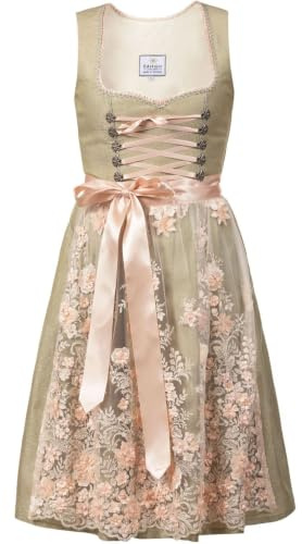 Edelnice Trachtenmode Midi Dirndl Simona Pastell Grün inkl. Spitzenschürze