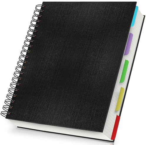 Yarotm Spiralblock Kariert A4-120 Blatt Notizbuch Notebook 28.5x21cm - 100GSM Papier Notizblock - Graph Paper Notizheft A4 Spiralbindung - Schwarz Hardcover Reisetagebuch