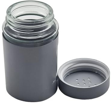 Natural Salt & Pepper Shakers – Glass & Metal Seasoning Dispensers with Viewing Window, 100ml (Grey)