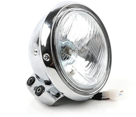 Chwqfuhf Motorrad Scheinwerfer Für Rebel Für CMX Für CA250 Für Magna Für 250 750 Für Steed 400 600 Motorrad Retro Chrome Rundscheinwerfer 12V Frontscheinwerfer