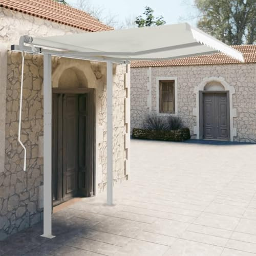 Qnhdfrt Standfuß Set für Markisen Weiß 300x245 cm Eisen Stützen für Balkon Terrasse Garten