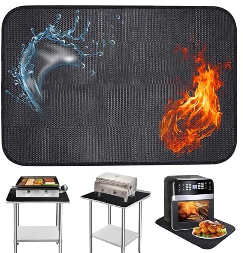 40x60cm Feuerfeste Unterlage Feuerschutzmatte – Hitzebeständig bis 980°C | Leicht zu Reinigende Bodenschutzmatte, kaminmatte – Schützt Terrasse & Rasen vor BBQ Fett und Funken