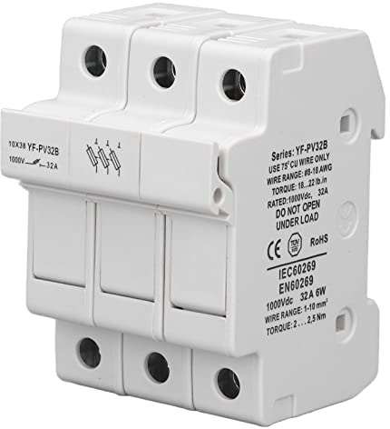 Porte-fusible à 3 pôles monté sur rail DIN, haute efficacité, ignifuge, protecteur de base de fusible PC pour systèmes photovoltaïques, équipements électriques, dispositifs